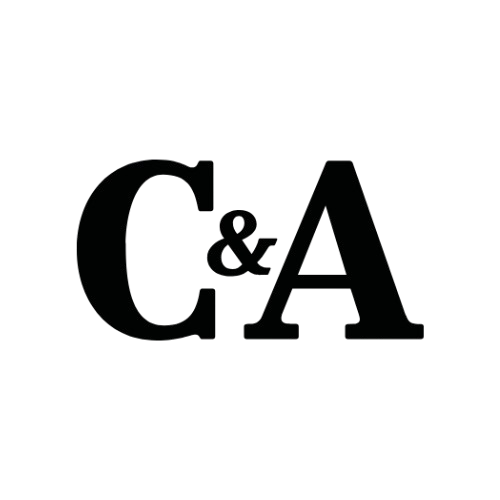 C&A logo featuring large serif-style letters “C&A”, representing the historic European fashion retail brand.