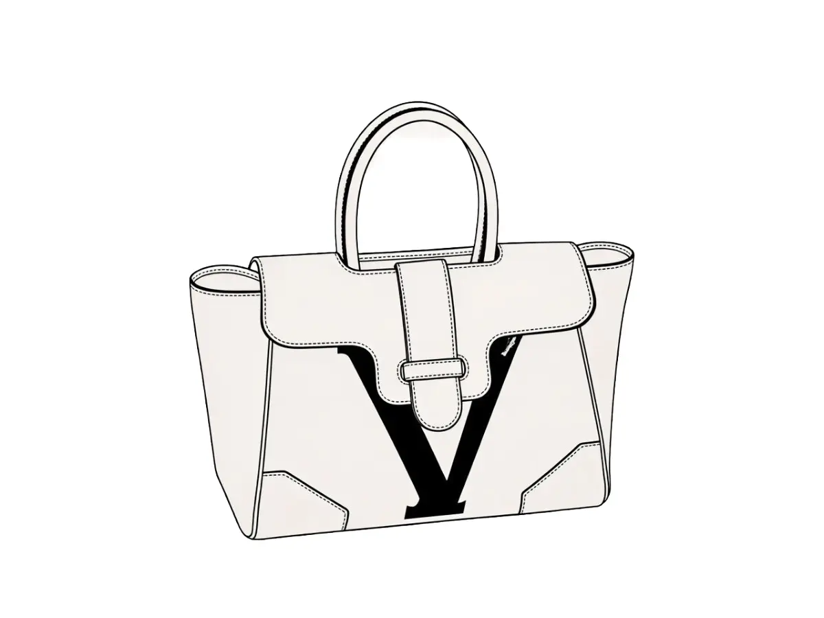 Technical handbag design drawing prepared for product development